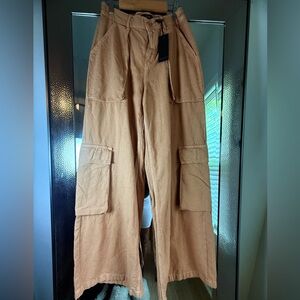 Women’s Tan Wide Leg Cargo Pants